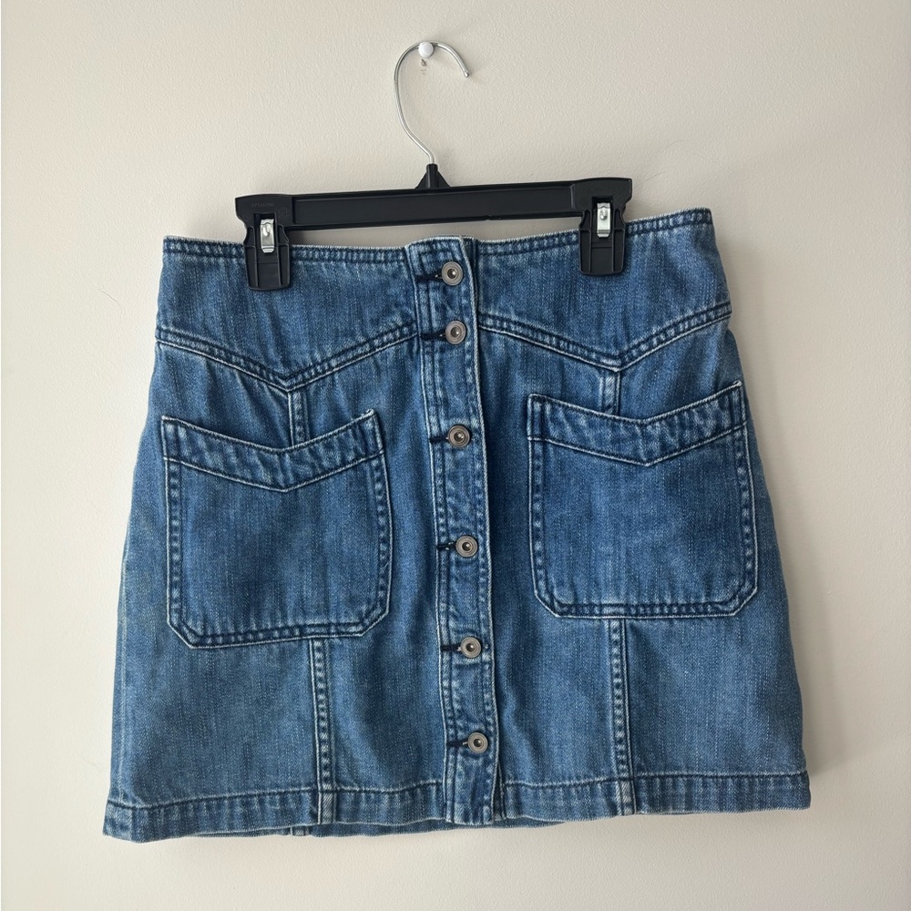 Free People Denim Mini Skirt, Button-Front, Size 2.